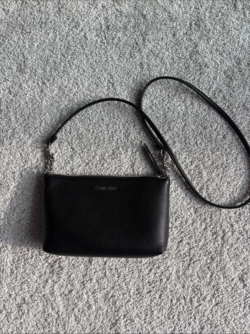 Calvin Klein Black Pebbled Leather Shoulder Crossbody